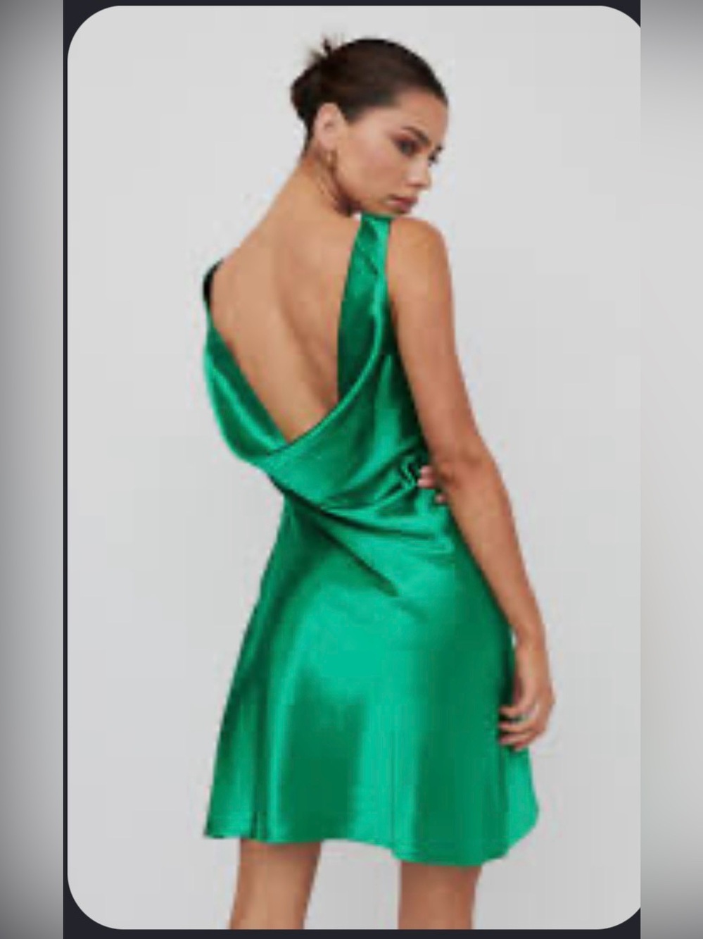 Altar'd State Emerald Green Satin Silky Mini Dress draped cowl neckline Small